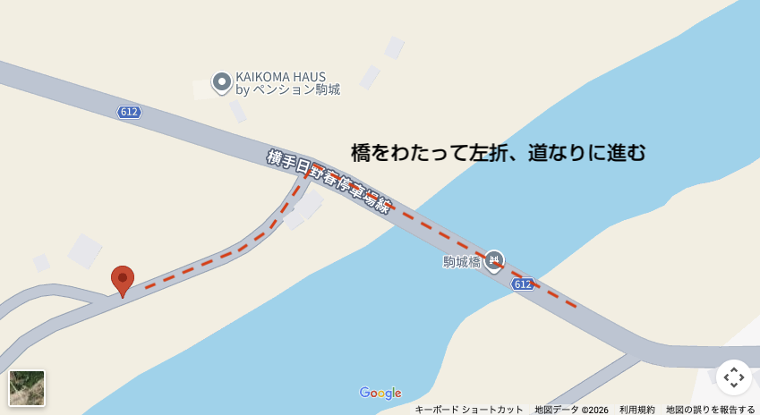 夏季集合場所・川沿いの駐車場 地図（タップでGoogleマップを開く）