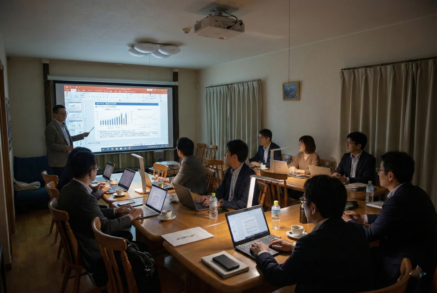 100インチスクリーンで会議